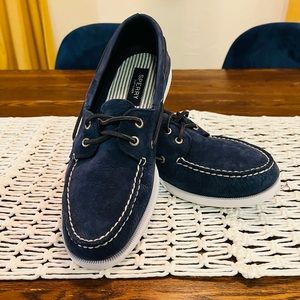 SPERRY- Navy Nubuck Boat Shoes, Men’s Size 10.5. Non-Marking Soles